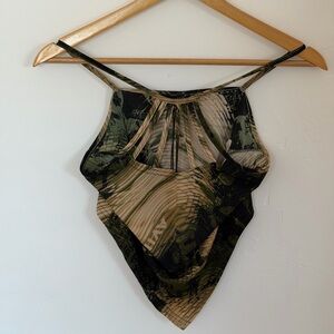 Reformation Vintage Green and Black Patterned Top